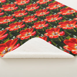 Cobertor Sherpa Padrão de Tulipas Vermelhas