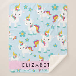 Cobertor Sherpa Padrão De Unicórnios, Unicórnios Bonitos, Seu Nome