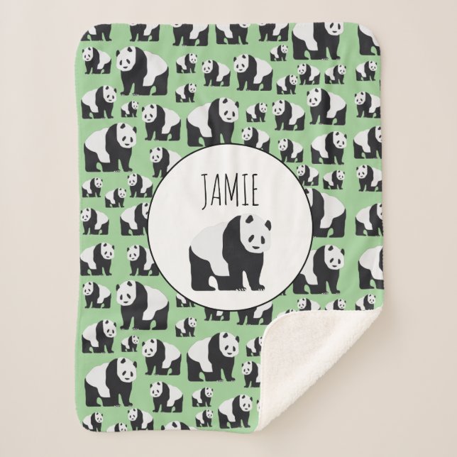 Cobertor Sherpa Padrão de Urso de Panda Bonito (Frente)