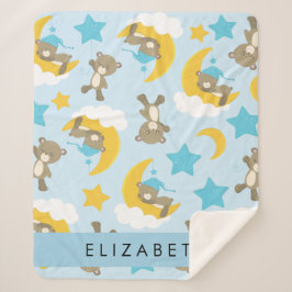 Cobertor Sherpa Padrão De Ursos, Ursos De Teddy, Estrelas, Seu Nom