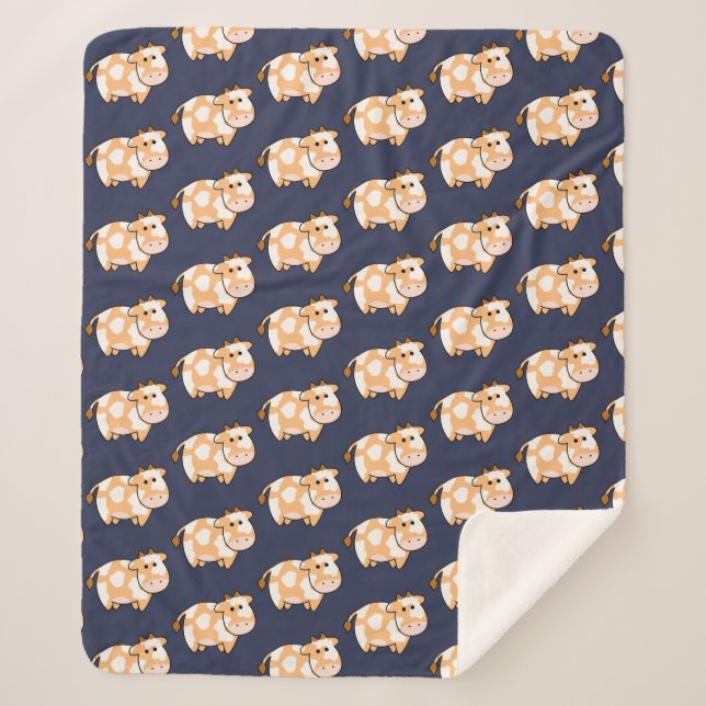 Cobertor Sherpa Padrão de Vaca de Tan Bonito (Frente)