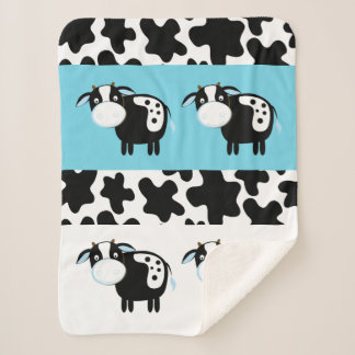 Cobertor Sherpa Padrão de Vaca Leiteira Azul Sherpa Blanket