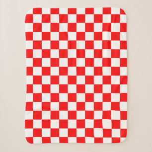 Cobertor Sherpa Padrão de Verificação de Branco Vermelho