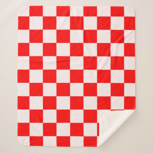 Cobertor Sherpa Padrão de Verificação Vermelho e Branco