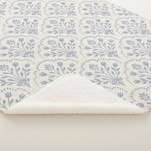 Cobertor Sherpa Padrão de vieira floral azul texturizado e suave