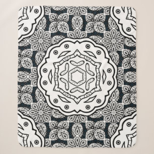 Cobertor Sherpa Padrão de vinheta em fundo azul com elem branco