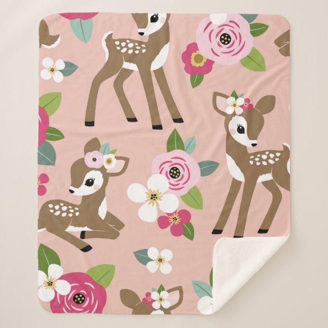 Cobertor Sherpa Padrão de vinheta sem costura com vinheta fofa col (Frente)