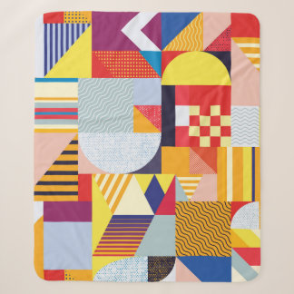 Cobertor Sherpa Padrão de Vintagem Decorativa de Abstrato Geométri