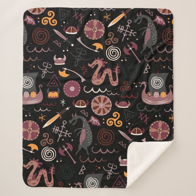 Cobertor Sherpa Padrão de visualização sem costura design gráfico (Frente)