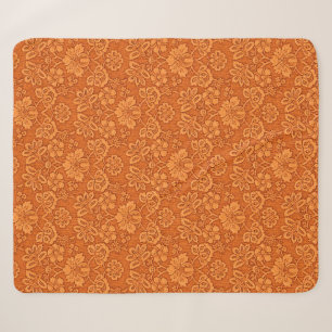 Cobertor Sherpa Padrão de wallpaper do Damask Laranja
