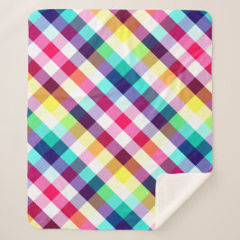 Cobertor Sherpa Padrão de Xadrez Funky Rainbow Médio Sherpa Blanke