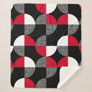 Cobertor Sherpa Padrão de xadrez geométrico preto, vermelho e bran
