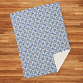 Cobertor Sherpa Padrão de Xadrez Taupe Tartan Azul Moderno