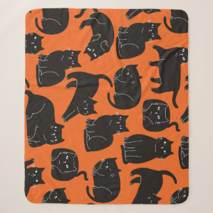 Cobertor Sherpa Padrão Desenhado Da Mão De Gatos De Cartoon