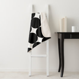 Cobertor Sherpa Padrão do Círculo Geométrico Retro Branco Preto