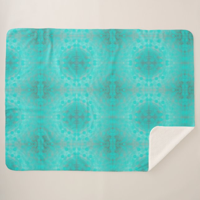 Cobertor Sherpa padrão do mar azul profundo (Frente (Horizontal))