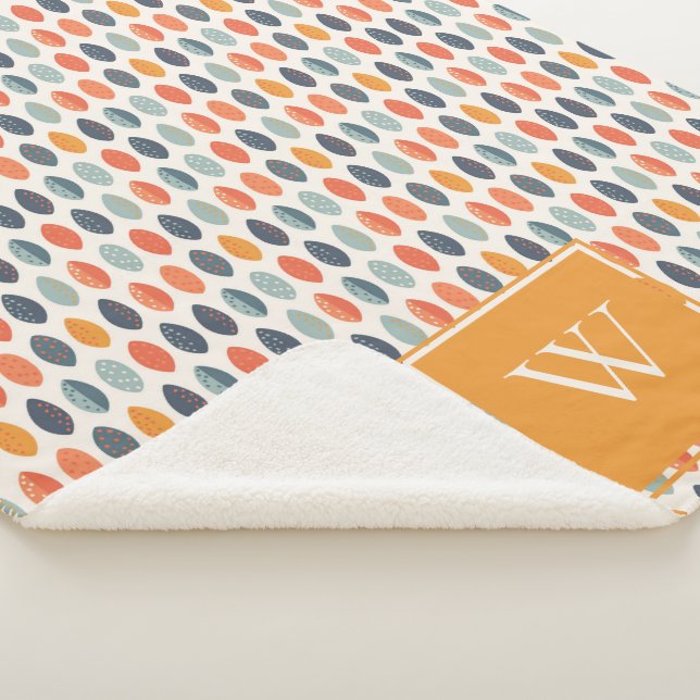 Cobertor Sherpa Padrão do Monograma Botânico Folheto Laranja-Claro (3/4)