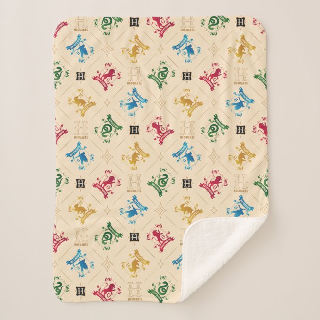 Cobertor Sherpa Padrão do Ornamentado HOGWARTS™ House Crests (Frente)