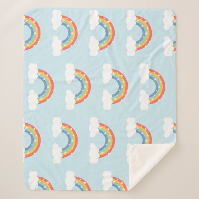 Cobertor Sherpa Padrão do Rainbow Kids (Frente)
