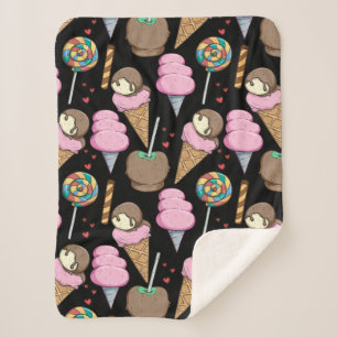 Cobertor Sherpa padrão do sorvete   Padrão do lombo   pirulito 24