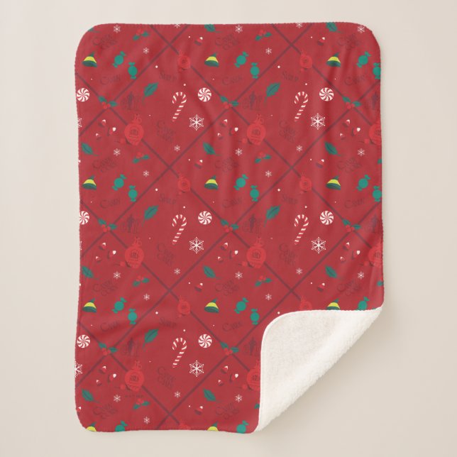 Cobertor Sherpa Padrão do Verificador Elf Candy (Frente)