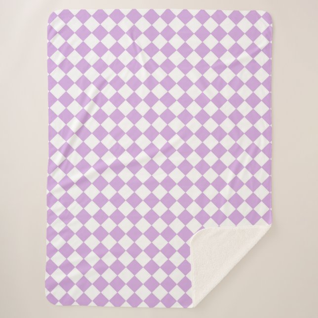 Cobertor Sherpa Padrão do verificador roxo e branco (Frente)