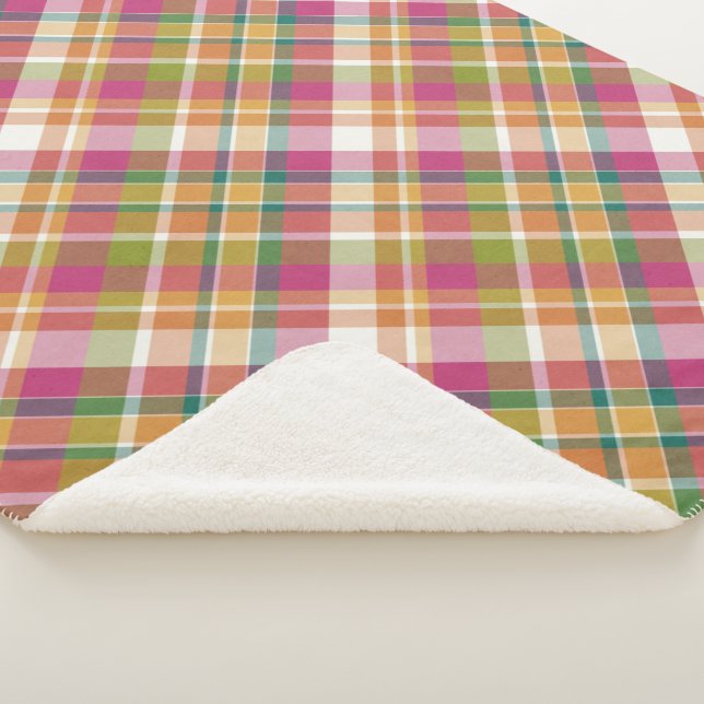 Cobertor Sherpa Padrão dos quadrados do Tartan da Xadrez de Verão  (3/4)