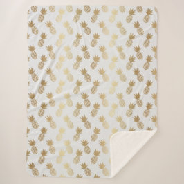 Cobertor Sherpa Padrão Dourado de abacaxi