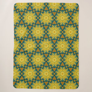 Cobertor Sherpa Padrão Dourado e azul-turquesa de estrela de colhe