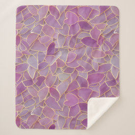 Cobertor Sherpa Padrão Dourado e roxo de folhas