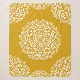 Cobertor Sherpa Padrão Elegante Amarelo-Amarelo Boho Mandala