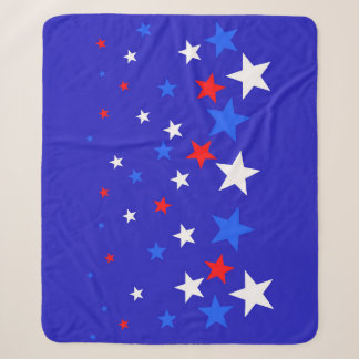 Cobertor Sherpa Padrão Elegante de Estrela Azul, Vermelha e Branca