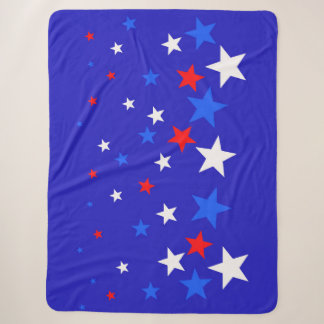 Cobertor Sherpa Padrão Elegante de Estrela Azul, Vermelha e Branca
