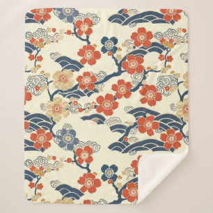 Cobertor Sherpa Padrão Elegante De Flor De Cereja Sem Costura (14)
