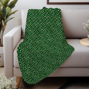 Cobertor Sherpa Padrão Elegante de pontos verdes e Dourados