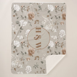 Cobertor Sherpa Padrão Elegante de Rosa e Vinha Sherpa Blanket