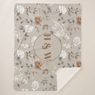 Cobertor Sherpa Padrão Elegante de Rosa e Vinha Sherpa Blanket