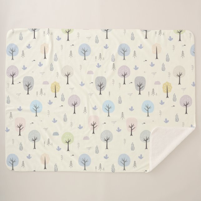 Cobertor Sherpa Padrão Escandinavo da Floresta Sem Olhos (Frente (Horizontal))