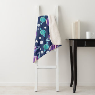 Cobertor Sherpa Padrão Espacial, Planetas, Estrelas, Galáxias, Cos