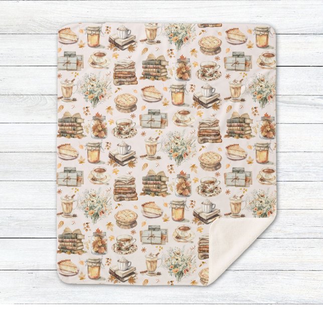 Cobertor Sherpa Padrão Estético Essencial Favorito do outono (Close up)