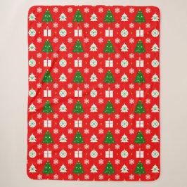 Cobertor Sherpa Padrão Festivo de Natal com Árvores, Flocos de Nev