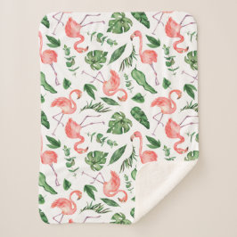 Cobertor Sherpa Padrão Flamingo Rosa Tropical v2