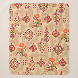 Cobertor Sherpa Padrão floral abstrato mughal sem costura
