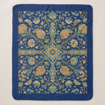 Padrão Floral Arabesco Persa Azul Real