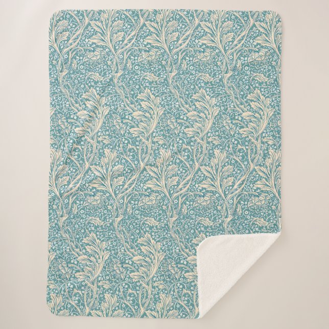 Cobertor Sherpa Padrão Floral Arcadia de William Morris (Frente)