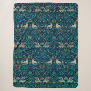 Cobertor Sherpa Padrão Floral Art Nouveau de Pássaros de William M