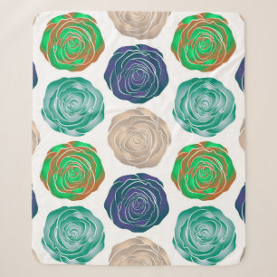 Cobertor Sherpa Padrão floral bege, verde e violeta sem costura.