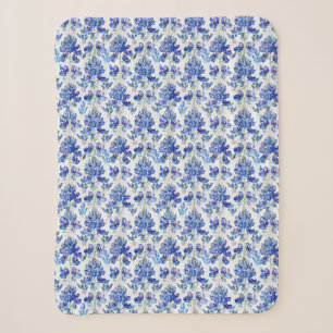 Cobertor Sherpa Padrão Floral Bluebonnet Azul e Branco