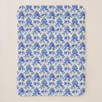 Cobertor Sherpa Padrão Floral Bluebonnet Azul e Branco