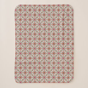 Cobertor Sherpa Padrão Floral Boho em Vermelho, Rosa e Turquesa